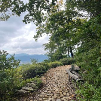 石畳の山歩道もあり、ここも市内を展望できます。
曇っているのが残念。
