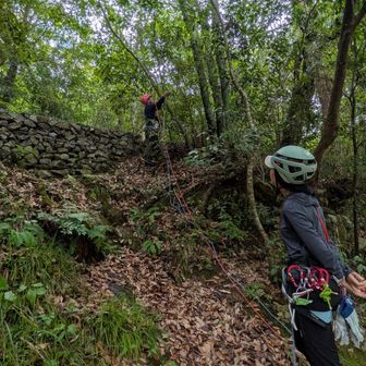 川土手で自己脱出の練習
仮想ファースト、セカンドの状態を再現いただく。