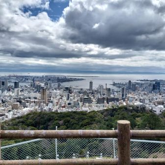 3座目「市章山」は厳密には山頂通ってないけれど50mルールで登頂したことに😌
ここは4座目「錨山」
神戸の山からは港が見えていいねぇ🥰