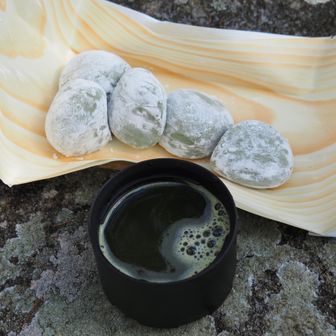 ここで笹子餅と緑茶をいただきます。
この笹子餅を山で食べた時に感動して、それ以来おやつにコンビニで大福をよく買うようになりました。でも改めて食べてみると、笹子餅の方がダントツでうまいですね。