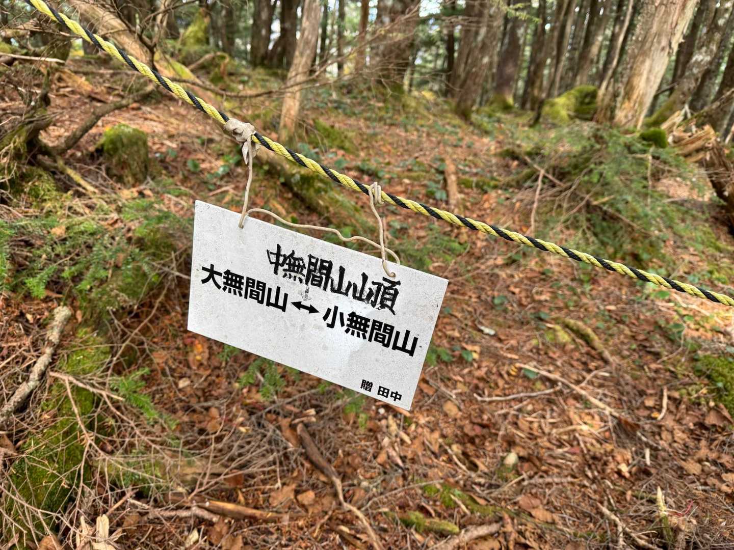 （無限タイムリープ標識の上に手書きの😆）中無間山山頂♪
ココからダイムゲンまで200UPです♪
