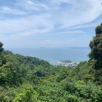 山の合間から江ノ島🏝️
