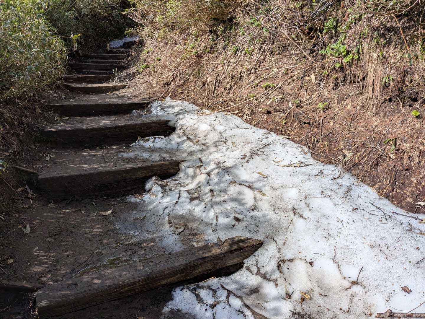 登山道には所々 まだ雪渓があり ぐちゃ泥も💧