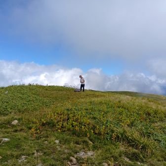 本物の？山頂。目印何もなく、通過して牛ヶ岳のピークまで歩いてしまった。