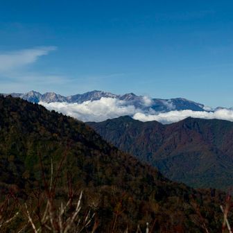 白馬三山の白さが際立ってる
その右、朝日雪倉は未踏エリア