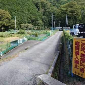 妙見口駅から南へ道なりに進むと
山の方へ小道が分岐しています。

この道が初谷渓谷への道ですので
此処でこの小道へ入ってゆきます🐕️