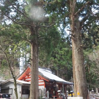 この時間帯でもアイスバーン状態でしたが、まだ明るいので安心

そんな事を考えていたら母公堂が見えた

やっとゴール
無事に下山です

母公堂に戻ると管理人さんに葛湯とコーヒーをいただきました

ご馳走様でした☕️

一息ついて出発です🚐