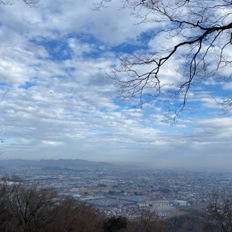 神社裏の宮城遥拝所からの景色。
青空が見えている…。
さっき雨で行き先の山を変えたのに…。登山あるある。