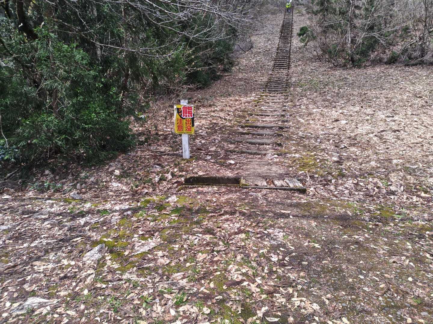 さてようやく登山口。のっけから長い階段を登ります