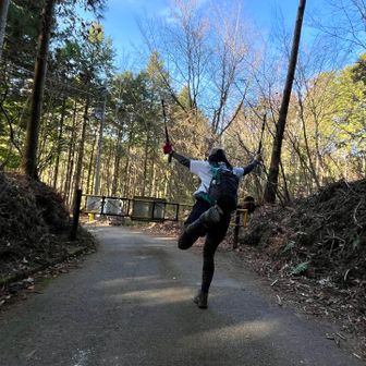 ゲート超えたら🅿︎到着なので、ここでゴールポーズ😆