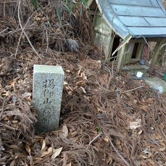 その隣に小さく「楊柳山三輪明神」が祀られている。この先でようやく一人登山者とスライドする