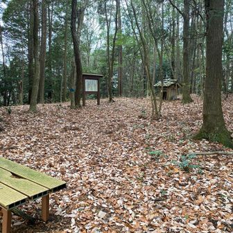 あっという間に山頂。駐車場の看板には、眺望がいいとあったが、樹林で眺望はほぼなし。
ベンチがあり、以前は眺望があったんだろう。