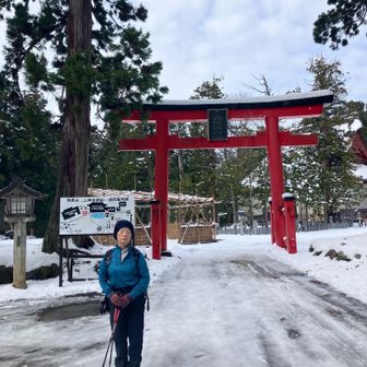 羽黒山有料道路側からの三山神社鳥居⛩️