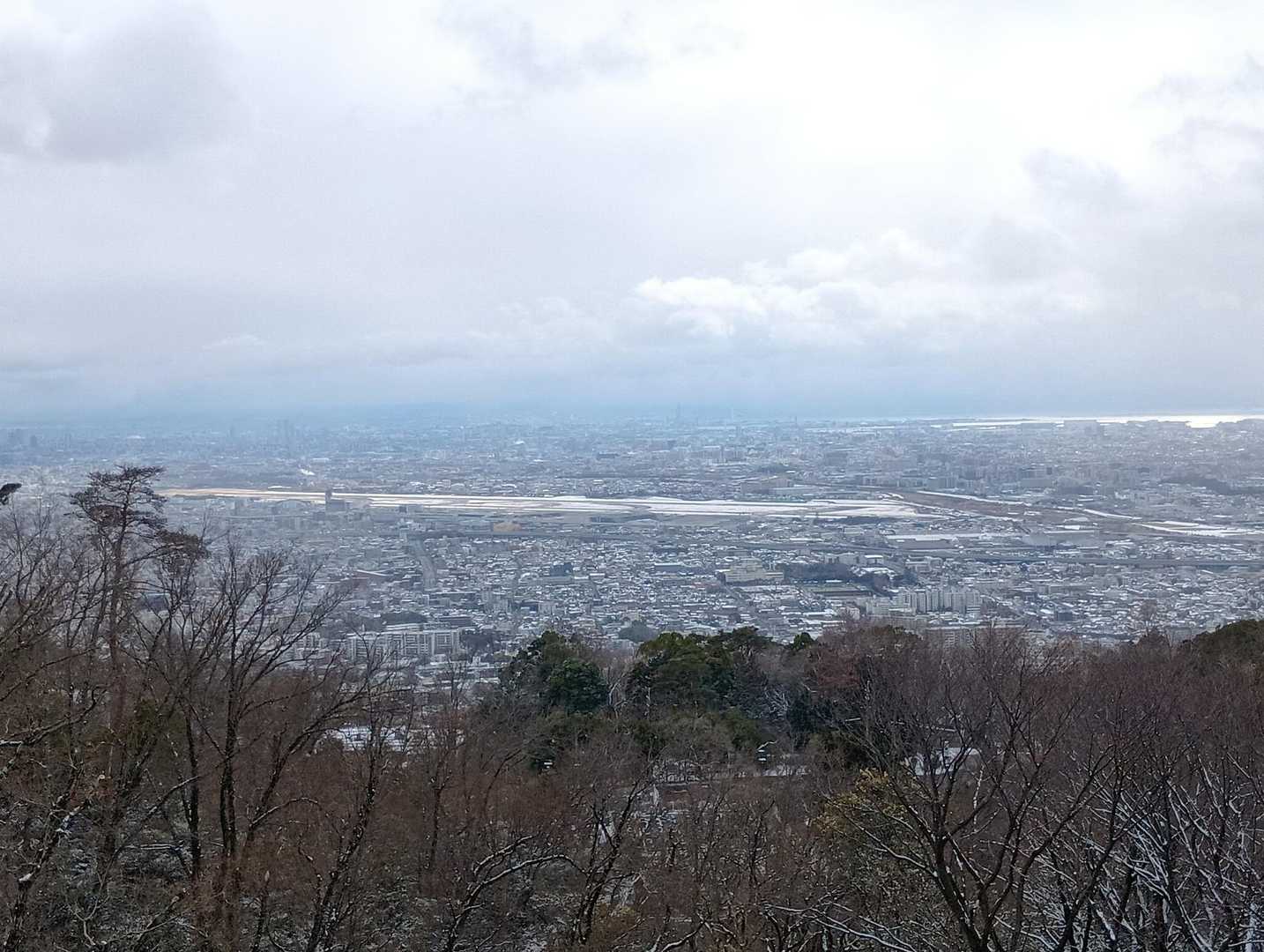 伊丹空港は真っ白。でも普通に✈️とんでます。