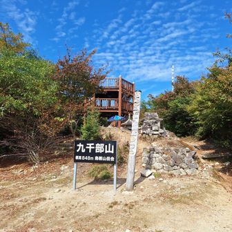九千部山の山頂。
久しぶりだなぁ😊
山頂標識が新しくなっていた。
