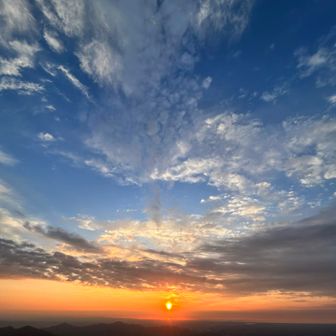 青い宇宙、オレンジに染まる太陽☀️