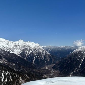 上高地の地上の雪はないですね。