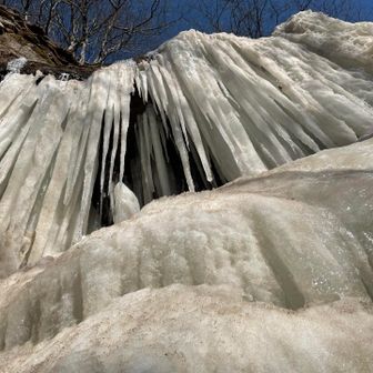 氷瀑ー！茶色い！笑
