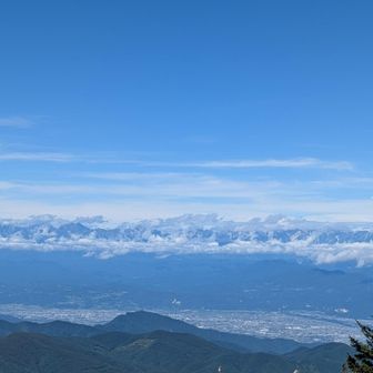 山頂が雲で隠れてる北アルプスの山々