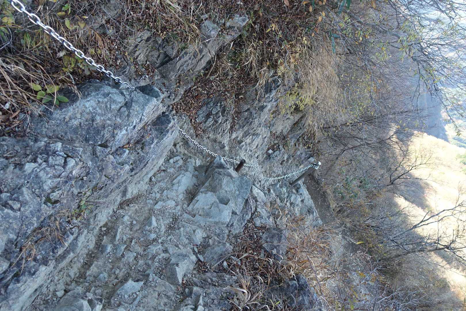 鎖場登場、たいした鎖ではないが初心者の団体が通ればたちまち渋滞しそう