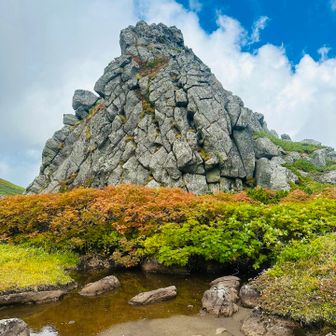 巨岩がお出迎え🪨
紅葉や青空に映えてました👍
