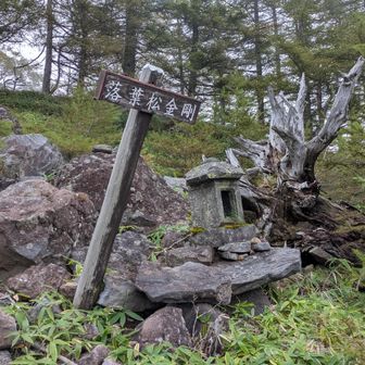 小丘の斜面にも石祠があった。ここも行場。