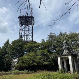 山頂には電波塔。