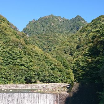 橋を渡る際に、鶏冠山を真正面に眺望