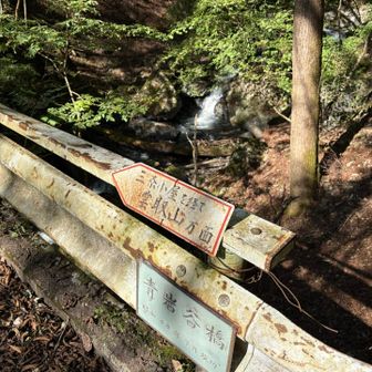 青岩谷橋を渡ると登山道に変わります