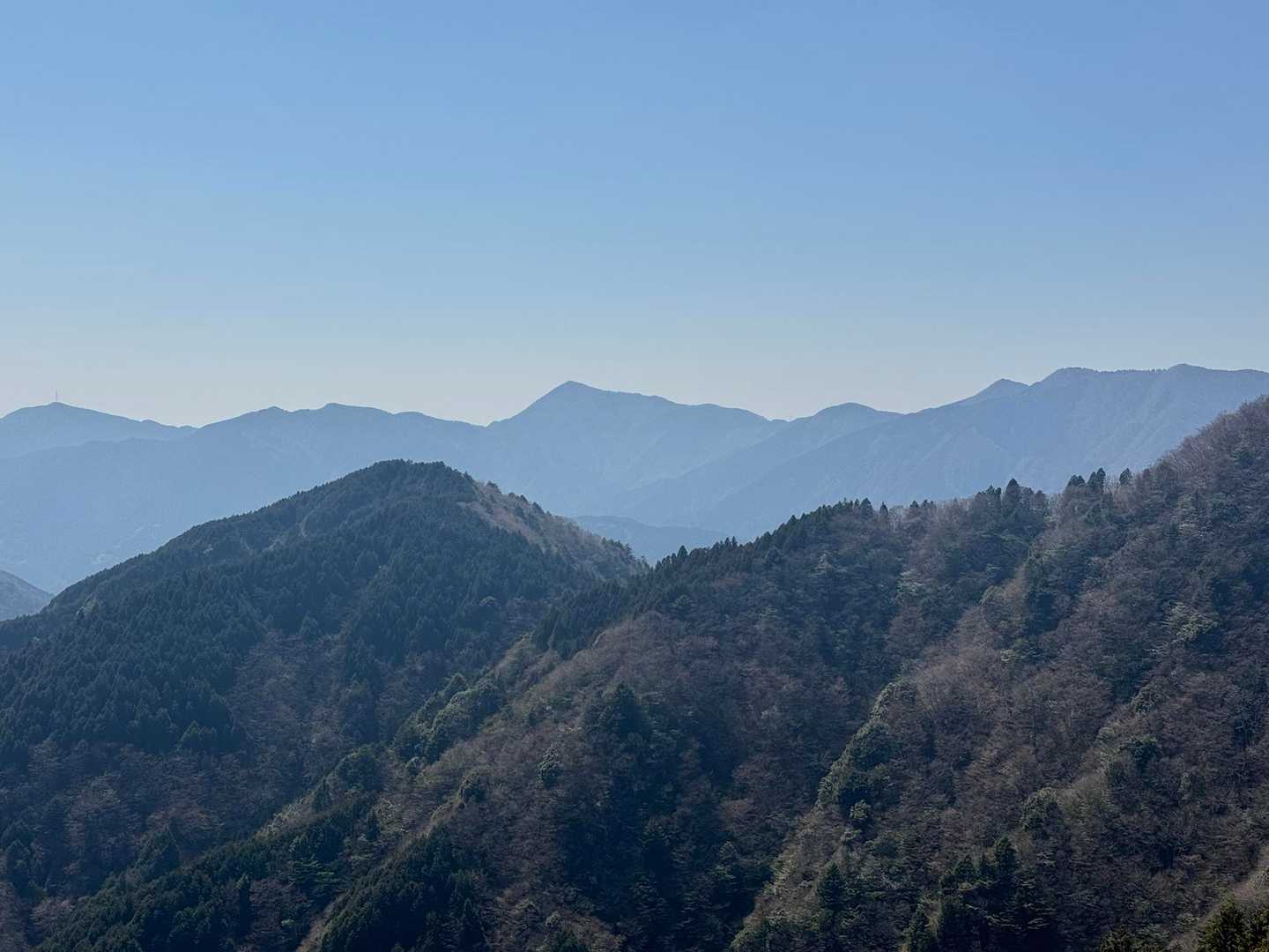 こちらは静岡市方面の山々　
竜爪の鋭利な山頂カッコいい