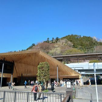 高尾山口駅から…桜のパッチワーク😁🩷💚