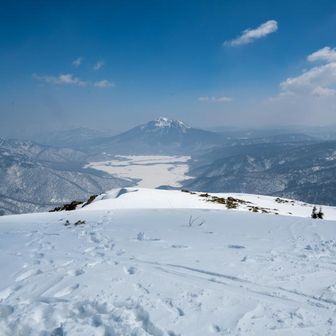 お決まりの図。
尾瀬ヶ原の奥に燧ヶ岳。
下の方が霞んでたんです😿