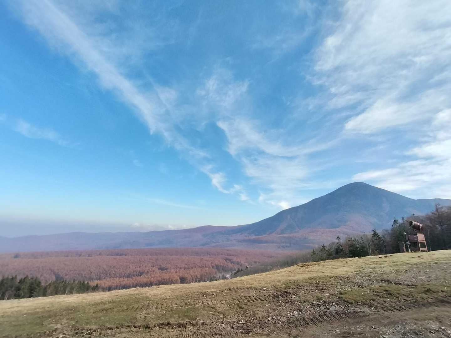黄みが交じる茶色で山肌が染まる。唐松の色彩✨💓
