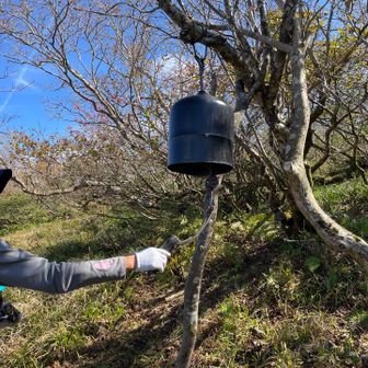 希望の鐘🔔鳴らすよ
（ちょっとコツがいる）

山頂にいたソロ男性2人様、聞こえましたか〜？😆