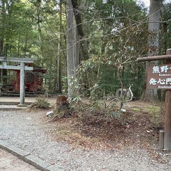 バスの停留所もある発心門王子。
台湾のカップルかな？
本宮まで？との問い。どうもバスに乗り遅れて、歩いて行けるか心配だったみたいでした。私行きますよ、ライトありますか？
お姉さんの頭にはちゃんとヘッデンがありました。
ならば大丈夫です。後10㎞くらいだから2～3時間で着きますよと別れました。
（後から、バスは15時頃が最終で、距離は7㎞と知りましたが）