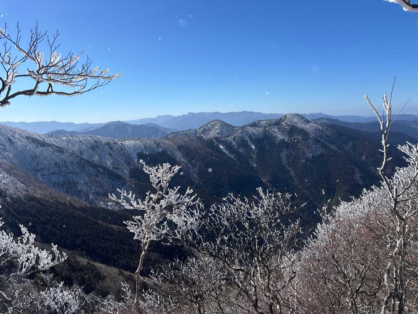 薊岳への道は、もう霧氷溶けそう