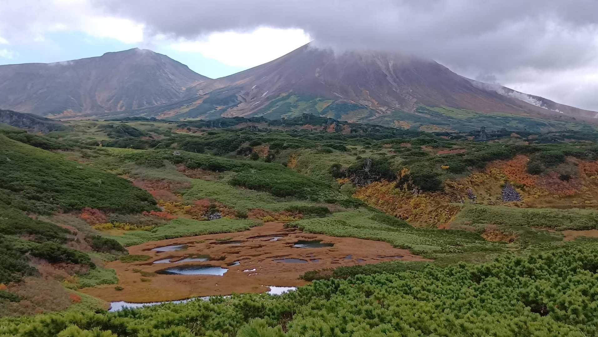 1591ピーク
旭岳には既に雲が。