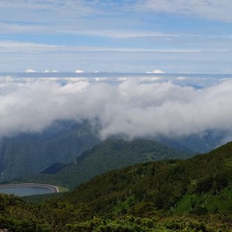 沼原湿原方面
上空の巻積雲と下方の雲海の間に、薄い雲がある。なにこれ…