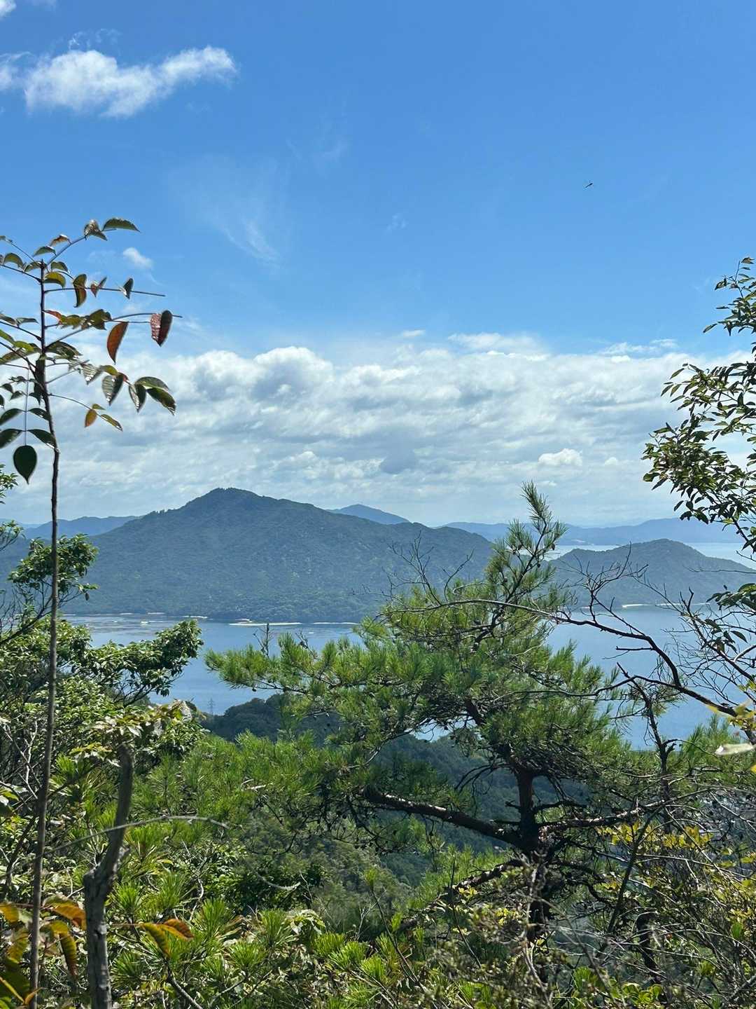 途中振り返ると青空に