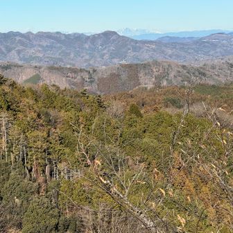遠くに雪をかぶった男体山