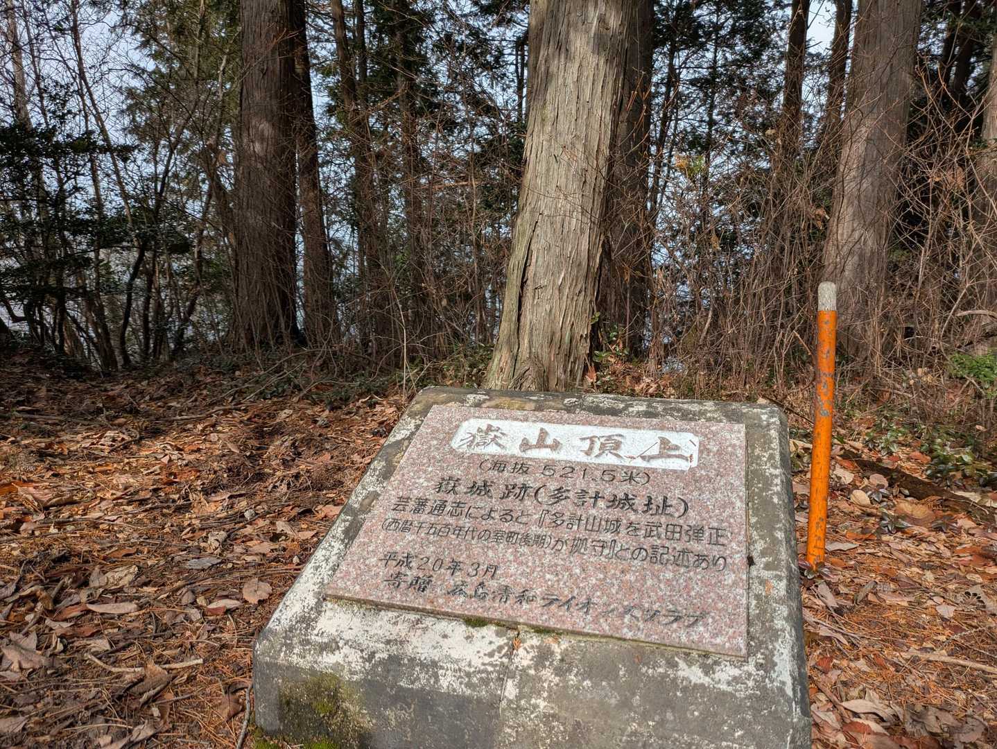 そして少しアップダウンの尾根を歩き山頂へ✨
嶽城跡、こんもりしててここが本丸跡かな？