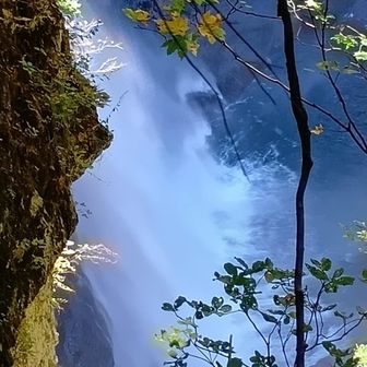 滝つぼは白く霞んでます