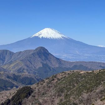 富士山手前が金時山、右側奥は南アルプス