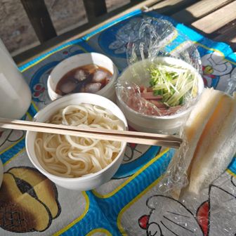 妻作成のソーメンとサンドウィッチ🥪
今日も感謝💕