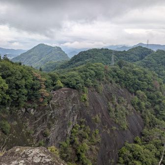 稚児落しから岩殿山からの稜線を振り返る　これが落城の道