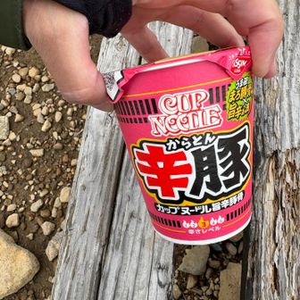 今日も地蔵岳でお昼ご飯。新発売のカップヌ。美味い。