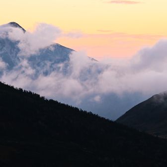 雲ノ平山荘より夕焼けを観る