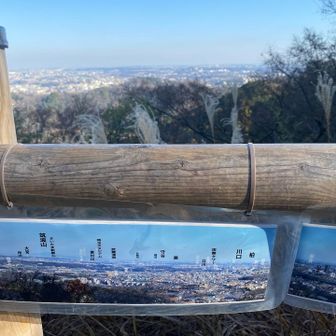 一号路の途中で金毘羅平に寄り道しておやつ。
おお〜筑波山まで見えるのか、ってちょっと霞んでて見えなかった。
この後、また一号路に合流して、疲弊しながら登ってくる観光客たちの邪魔にならないよう道の端っこを駆け下りました。
いつもこのパターン🏃‍♀️