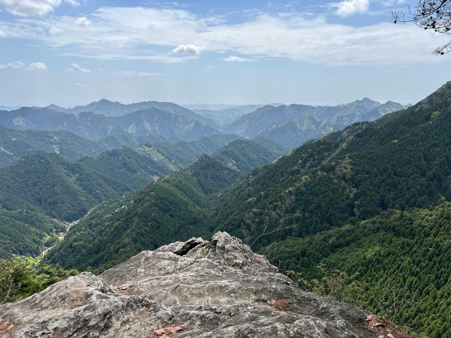 前の岩には行けず、絶景ですが風がもの凄い勢いで噴き上がってきます、煽られそうで座り込む