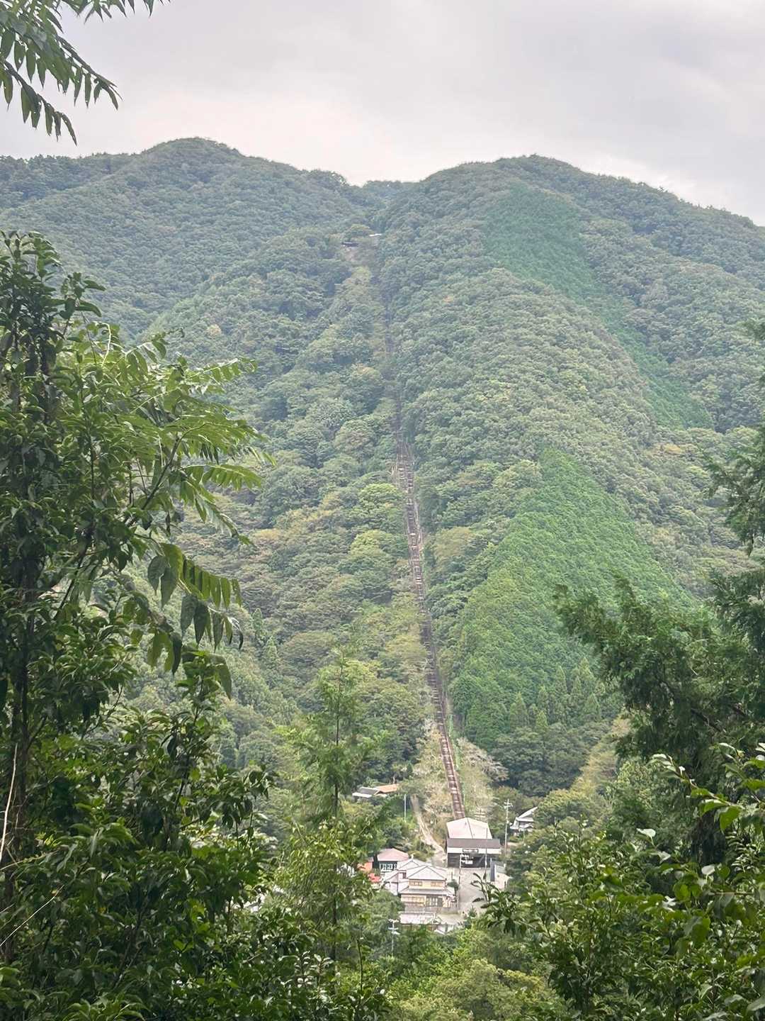 休止になった妙見山ケーブルが正面に。